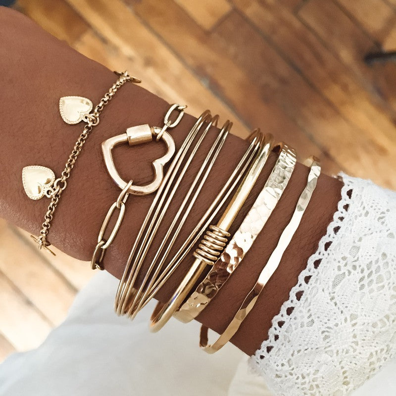 Bracelet Lovely plaqué or femme petits coeurs -9Avril