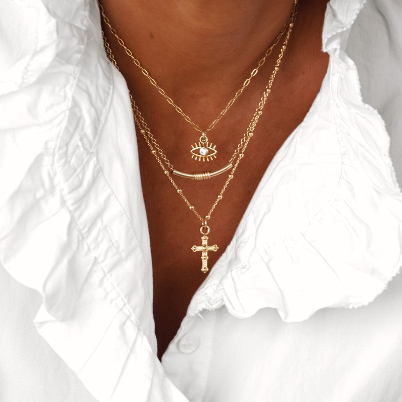 Collier Lucky oeil ras de cou bohème tendance choker-9Avril