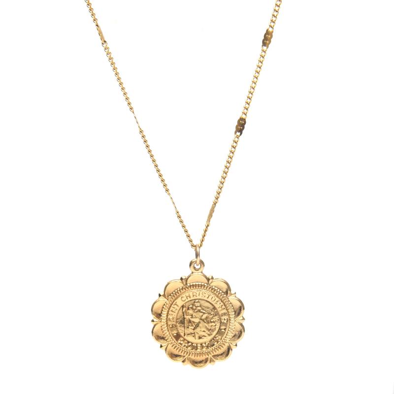 Collier Lycie médaille saint christophe plaqué or femme -9Avril