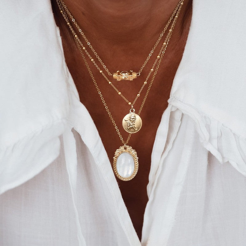 Collier Mina antique 1900 Vintage femme Nacre-9Avril