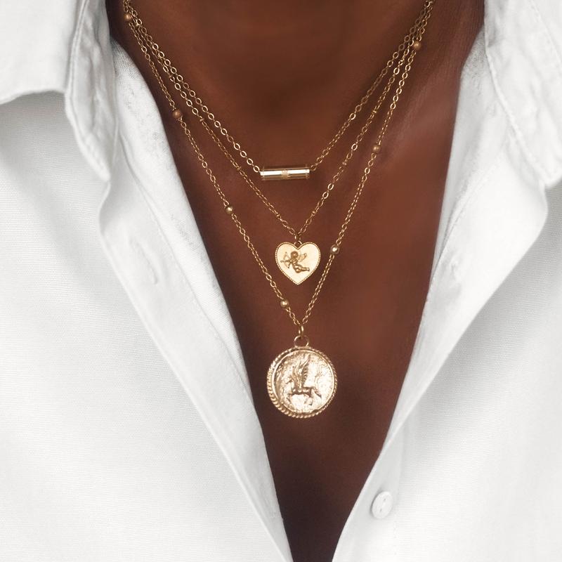 Collier Pégasus médaille femme cheval ailé-9Avril