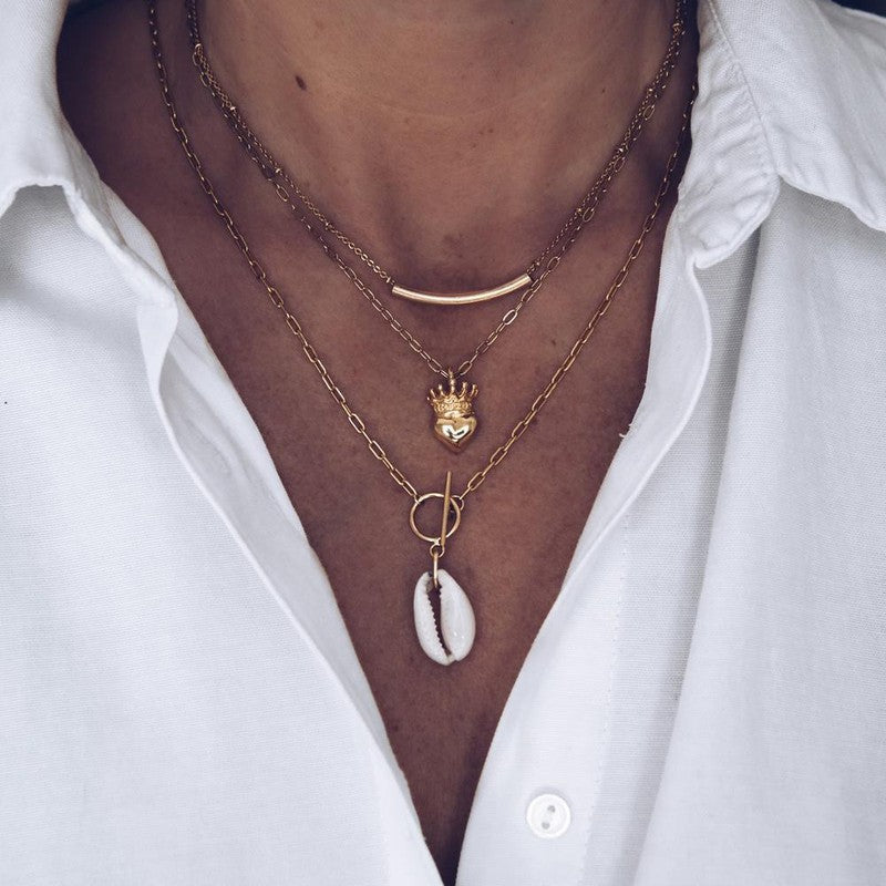 Collier coquillage cauris Cyclades maille forçat femme-9Avril