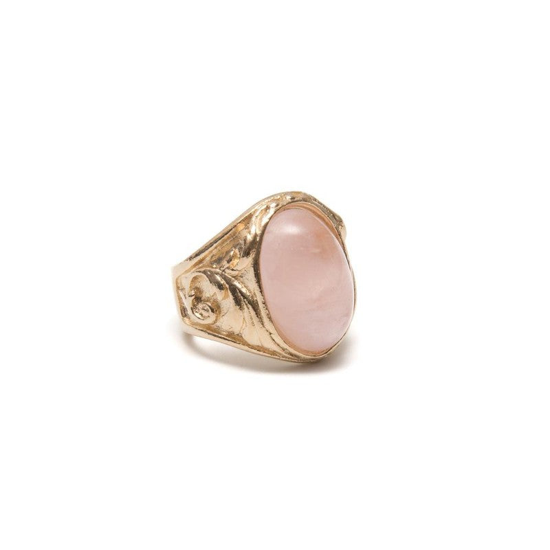 Bague Acanthe quartz rose plaqué or femme masculin féminin -9Avril