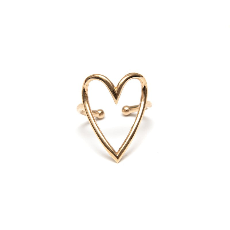Bague Coup de foudre réglable grand coeur plaqué or -9Avril