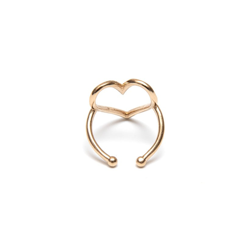 Bague Coup de foudre réglable grand coeur plaqué or -9Avril