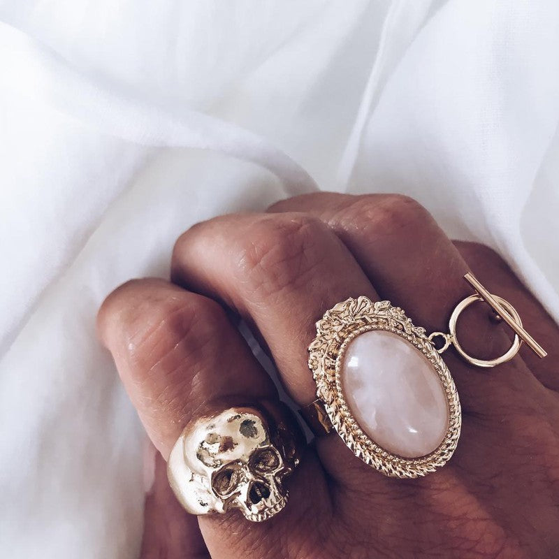 Bague Hamlet tete de mort femme plaqué -9Avril