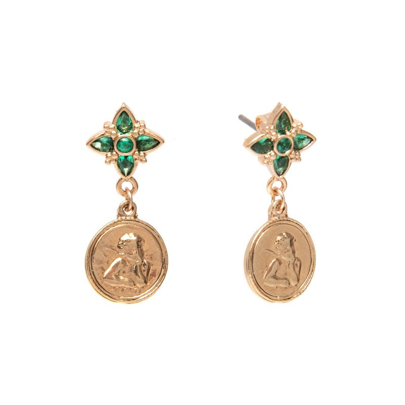 Boucles d'oreilles Ange Absinthe plaqué or femme diamant vert-9Avril