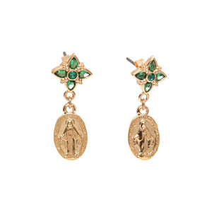 Boucles d'oreilles Vierge Absinthe miraculeuse plaqué or vert-9Avril