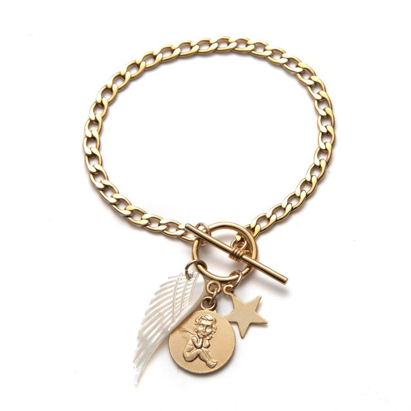 Bracelet Ange gardien plaqué or femme bijoux bohème -9Avril