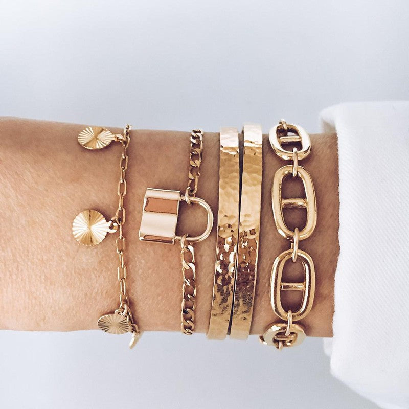 Bracelet Ariel médailles plaqué or femme bohème -9Avril