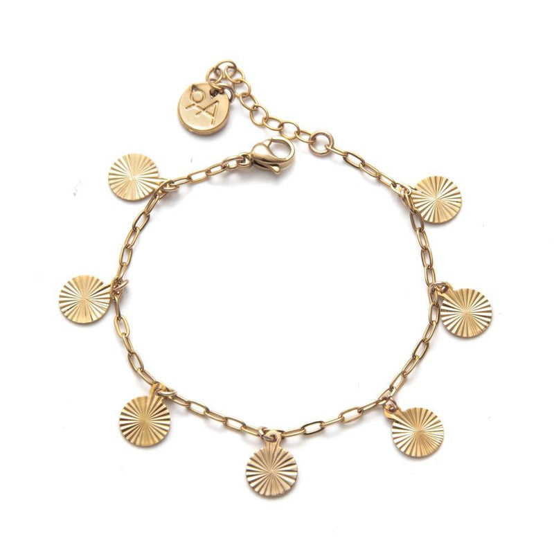 Bracelet Ariel médailles plaqué or femme bohème -9Avril