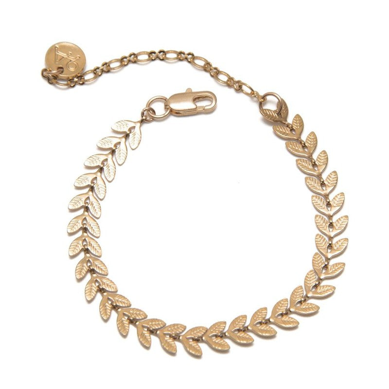Bracelet Avé plaqué or femme feuille de laurier -9Avril
