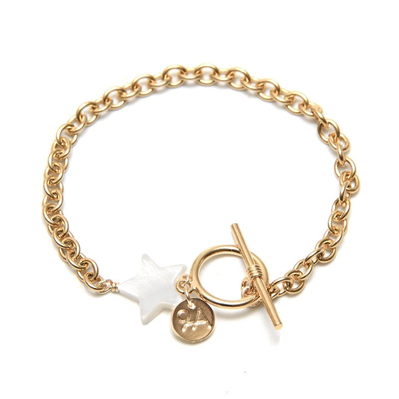Bracelet Cassiopée plaqué or femme étoile nacre -9Avril