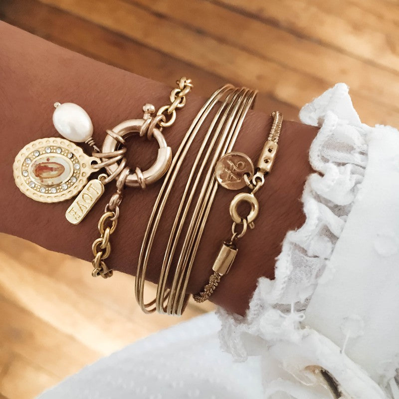 Bracelet Dune plaqué or femme bijoux créateur tendance rock -9Avril