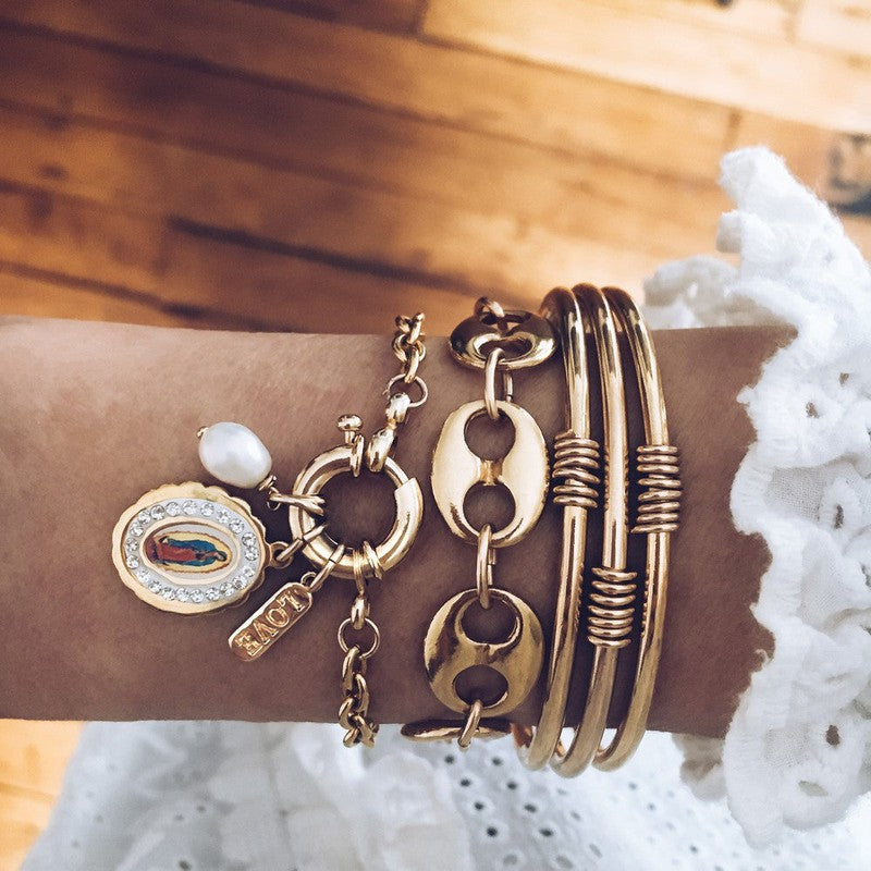 Bracelet Espresso gourmette grain de café plaqué or femme -9Avril