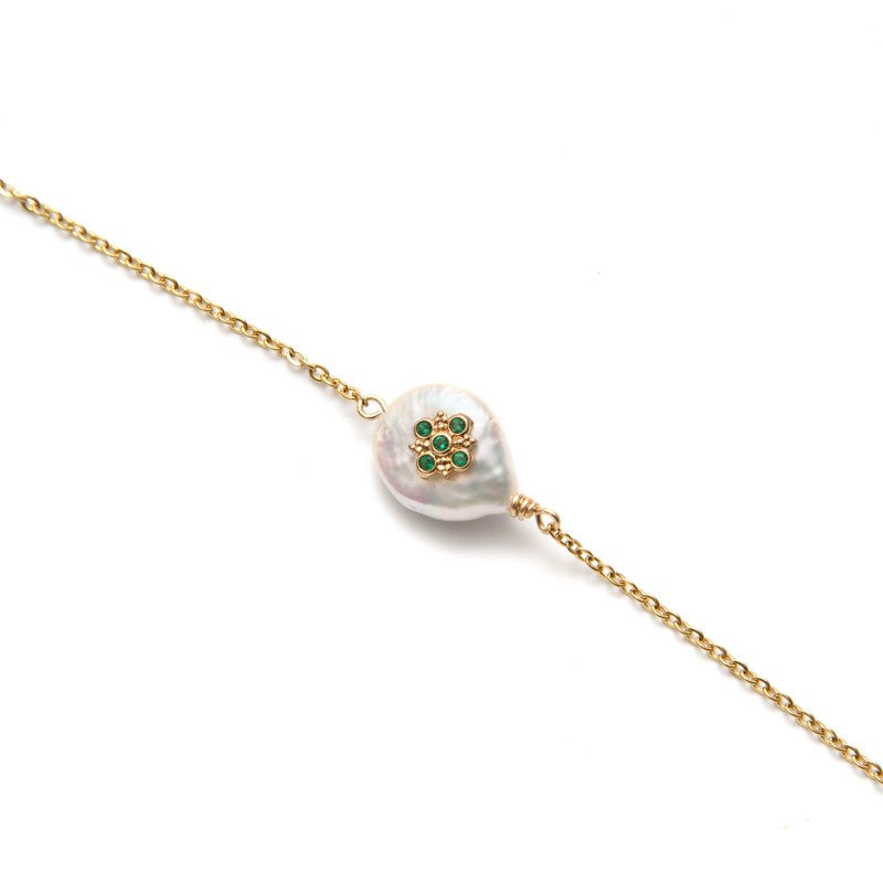 Bracelet Louisiane Absinthe perle baroque plaqué or-9Avril