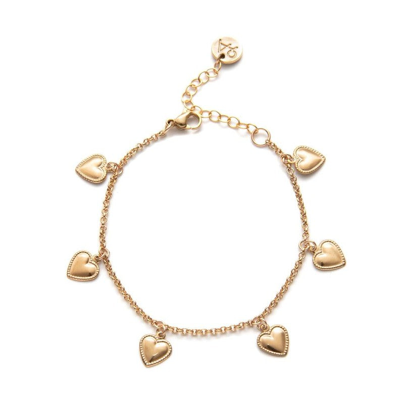 Bracelet Lovely plaqué or femme petits coeurs -9Avril