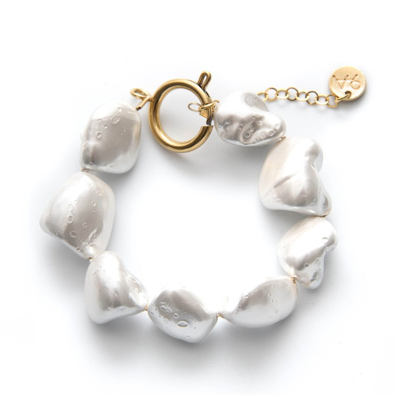 Bracelet Nougat nacre réglable femme doré à l'or fin -9Avril