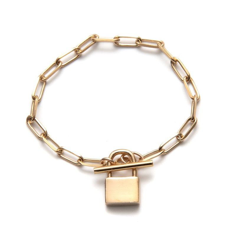 Bracelet Padlock plaqué or femme cadenas rock bohème-9Avril