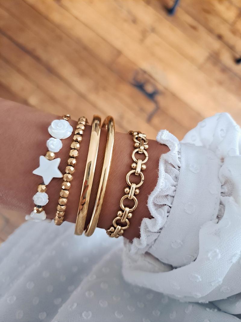 Bracelet Paradise plaqué or femme nacre étoile rose -9Avril