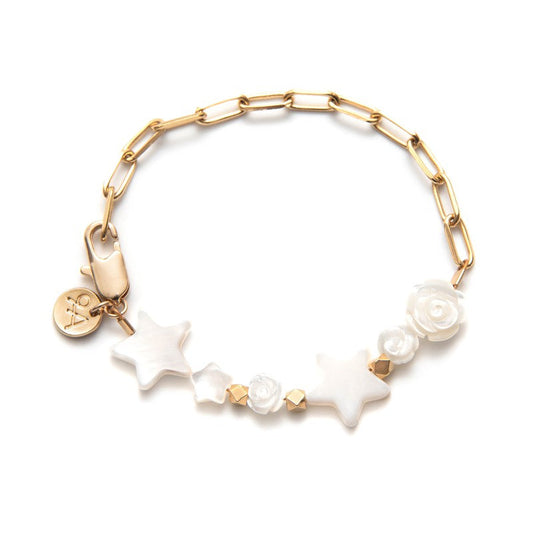 Bracelet Paradise plaqué or femme nacre étoile rose -9Avril