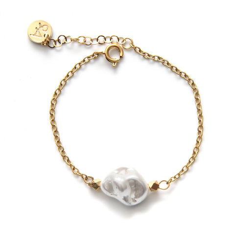 Bracelet Petit Nougat nacre perle d'eau douce doré à l'or fin femme -9Avril