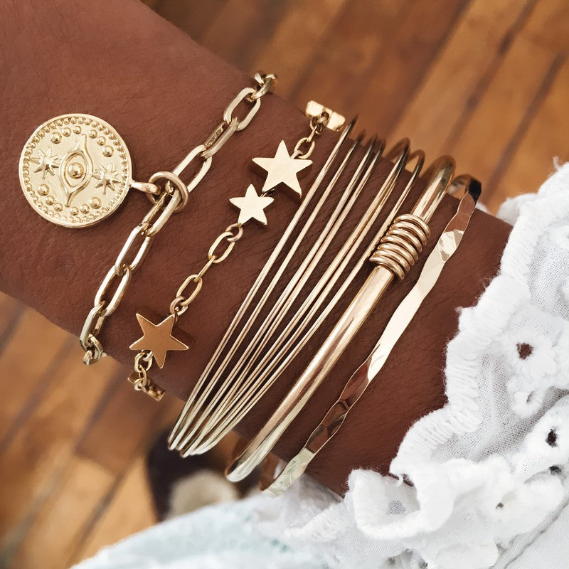 Bracelet Pluie d'étoiles plaqué or femme bohème -9Avril