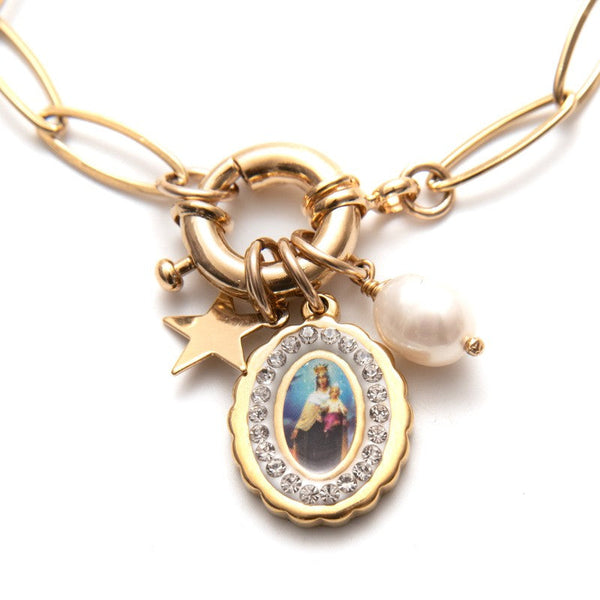 Bracelet Rita Sainte Mère vierge à l'enfant plaqué or femme-9Avril