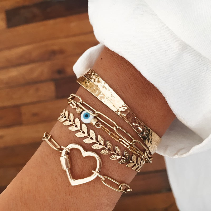 Bracelet Santorin oeil grec plaqué or femme chance bohème -9Avril