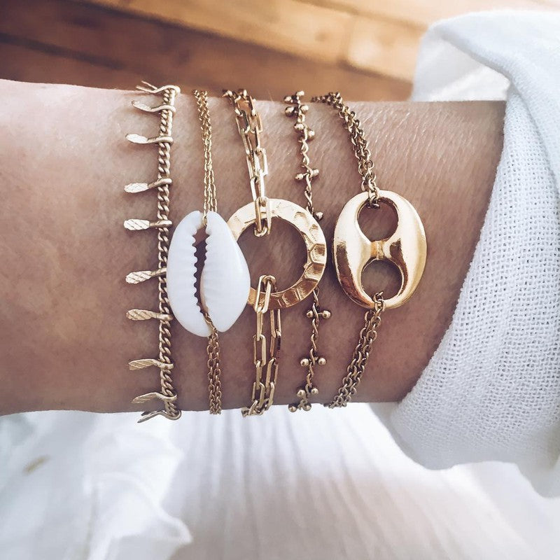 Bracelet Seychelles coquillage cauris plaqué or plage -9Avril