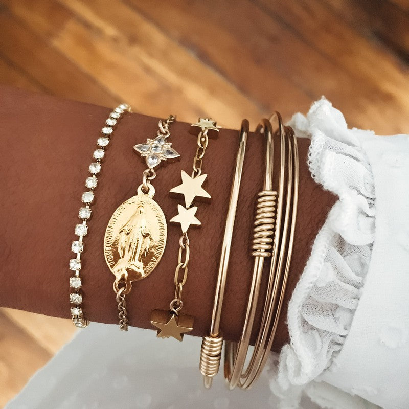 Bracelet Vierge Diamant miraculeuse madone plaqué or-9Avril