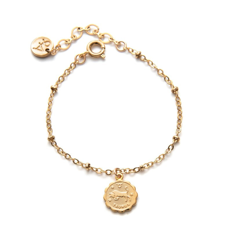 Bracelet Zodiac plaqué or médaille signe astrologique -9Avril