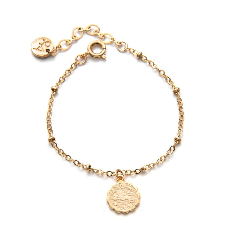 Bracelet Zodiac plaqué or médaille signe astrologique -9Avril