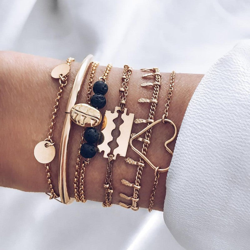 Bracelet plaqué or femme rock lame de rasoir original tendance-9Avril