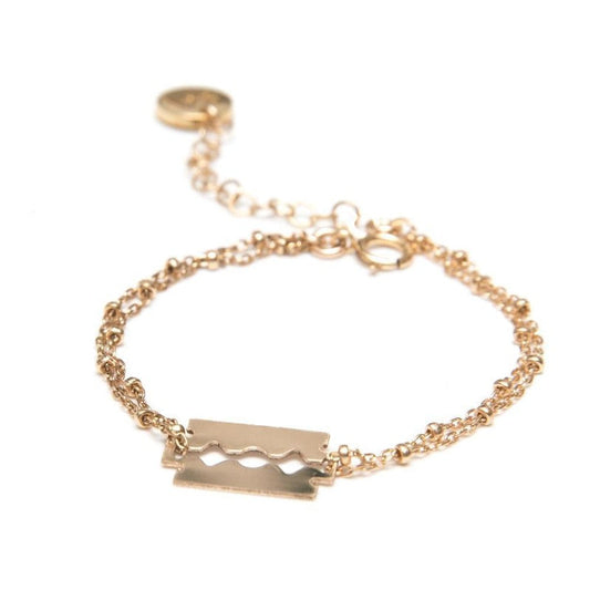 Bracelet plaqué or femme rock lame de rasoir original tendance-9Avril