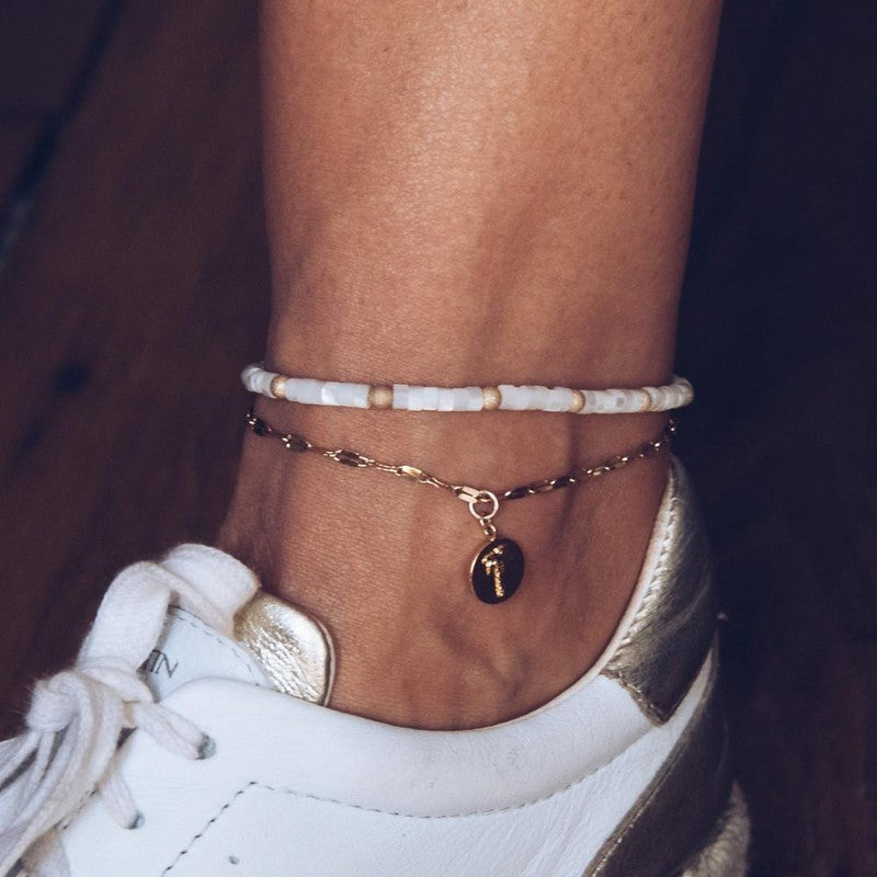 Chaine de cheville Palma plaqué or femme tendance été -9Avril