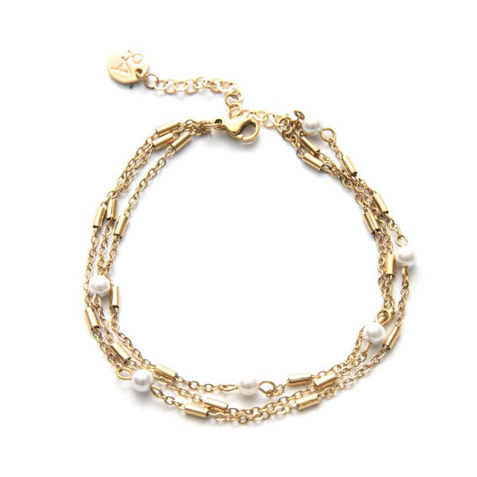 Chaine de cheville plaqué or femme createur perles de nacre -9Avril