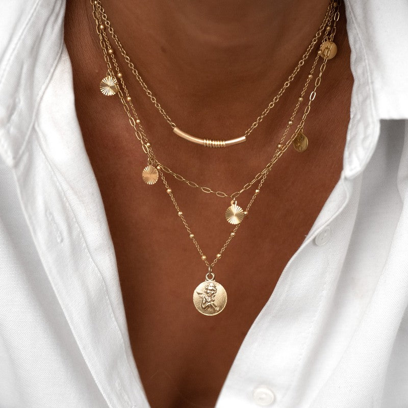 Collier Ariel choker femme médailles bohème ras de cou -9Avril