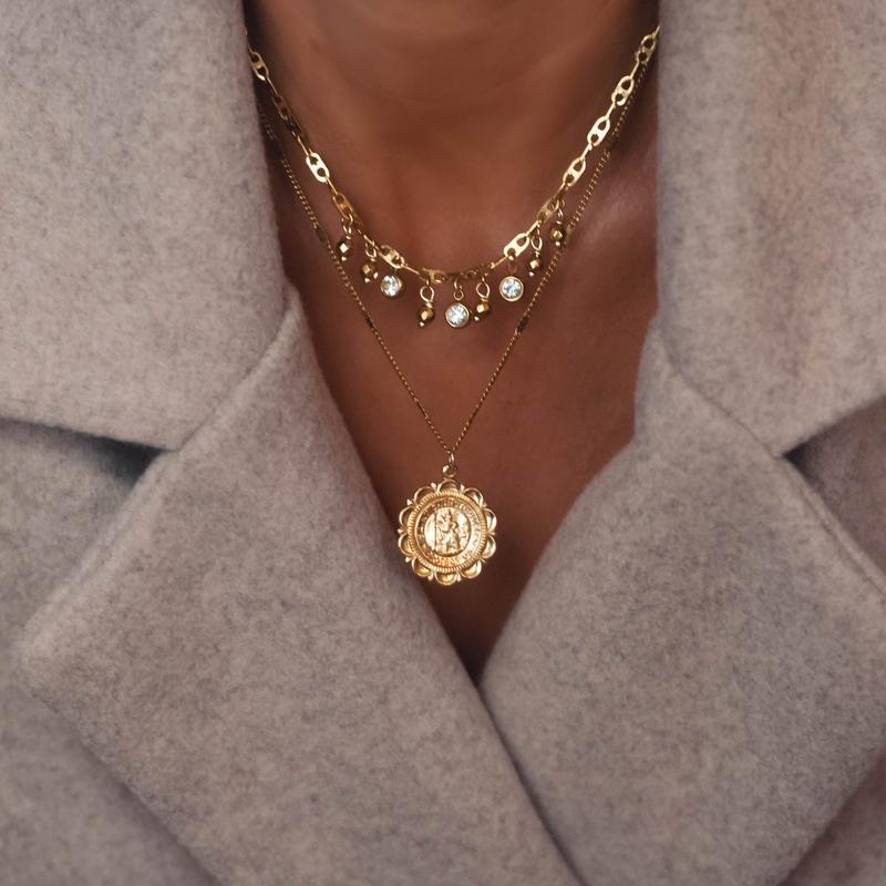 Collier Lycie médaille saint christophe plaqué or femme -9Avril