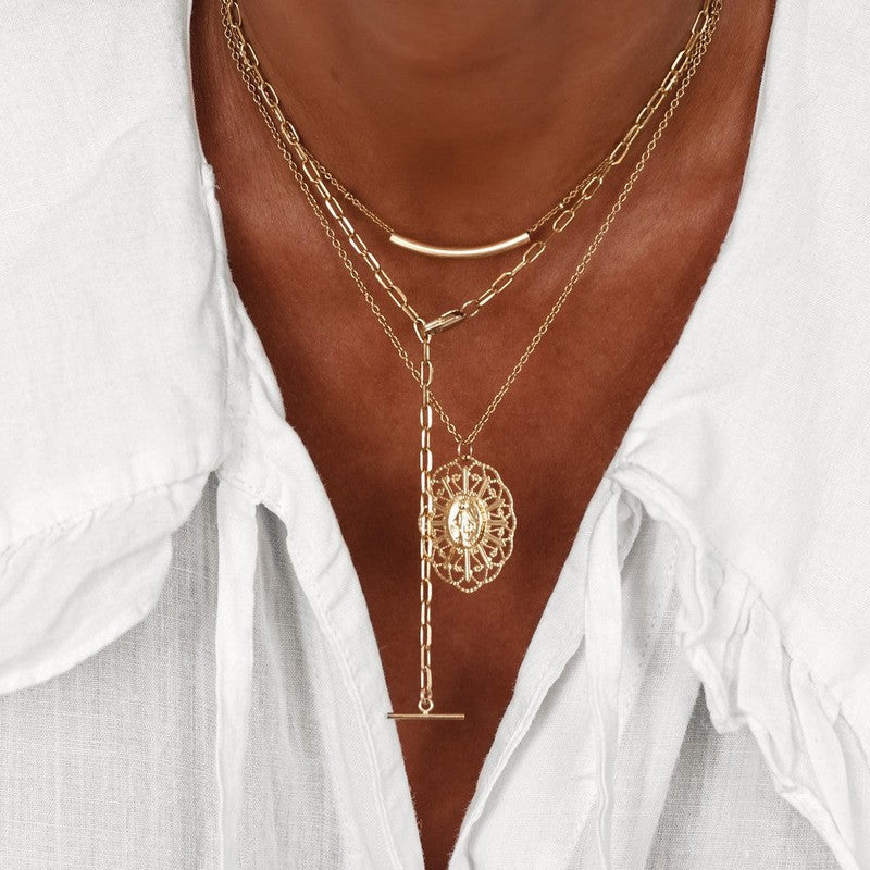 Collier Miraculeuse Sautoir plaqué or vierge Marie-9Avril