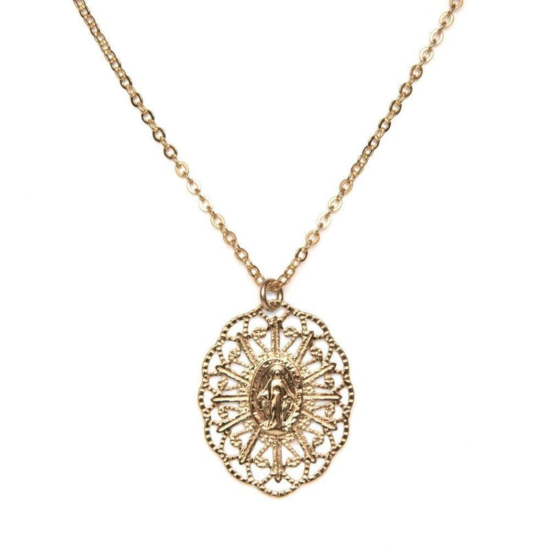 Collier Miraculeuse Sautoir plaqué or vierge Marie-9Avril