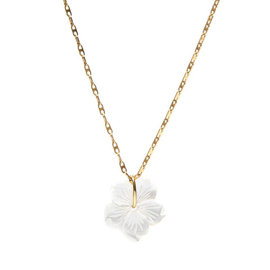 Collier Monoï fleur nacre doré 24 carats bijoux femme -9Avril