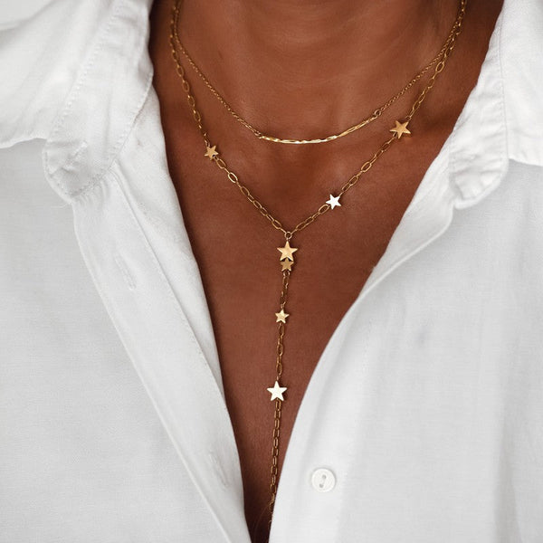 Collier Pluie d'étoiles acier inoxydable femme bijoux createur -9Avril