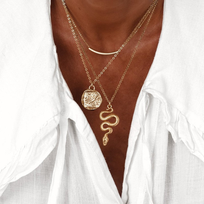 Collier Snake sautoir serpent mode rock -9Avril