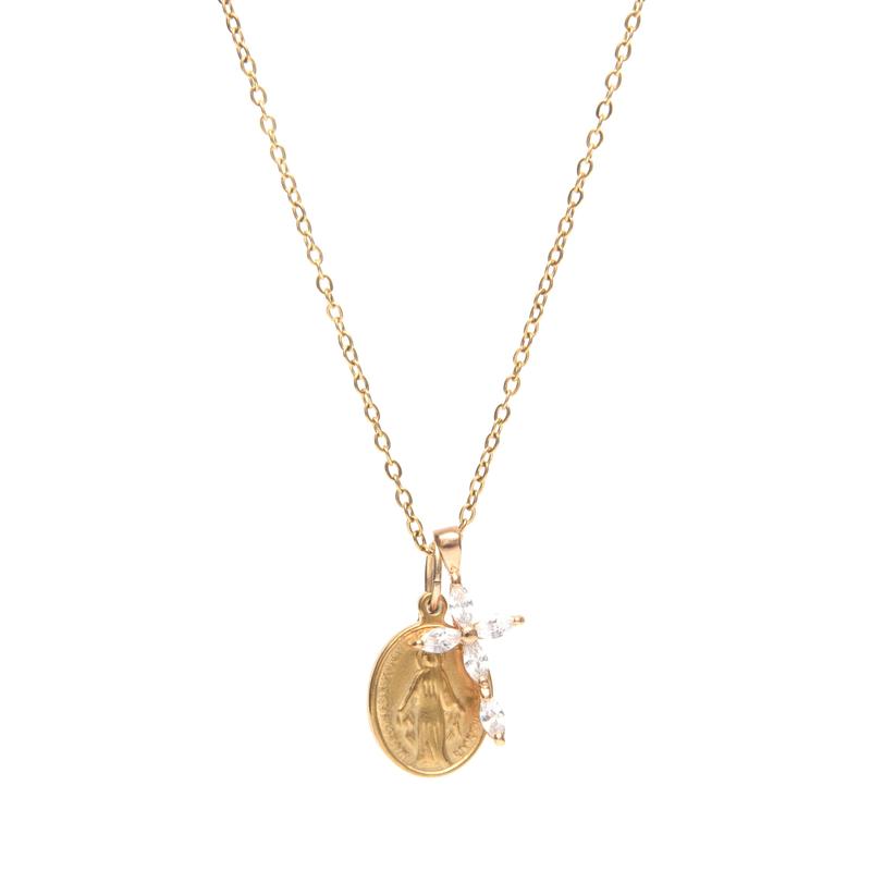 Collier Totem femme croix madone createur -9Avril