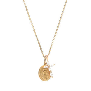 Collier Totem femme croix madone createur -9Avril