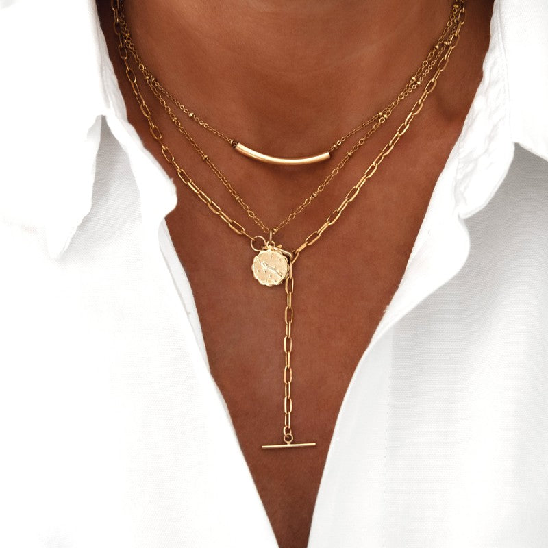 Collier Zodiac Verseau plaqué or femme -9Avril