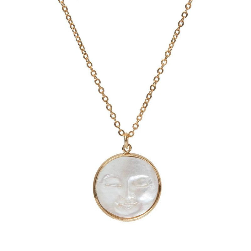 Collier femme lune nacre médaille -9Avril