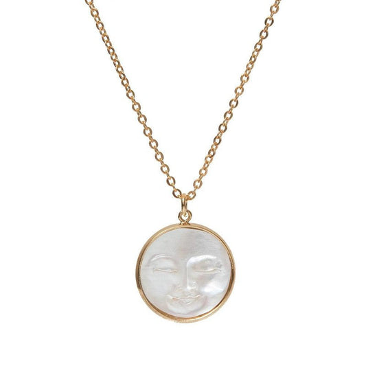 Collier femme lune nacre médaille -9Avril