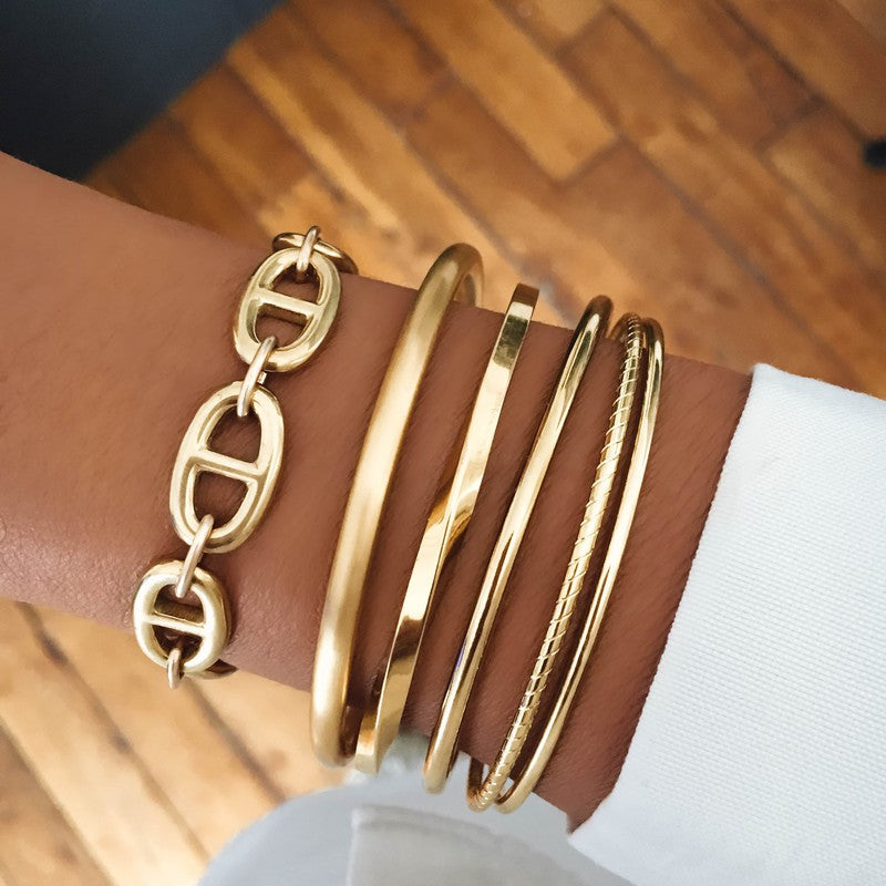 Jonc Baobab acier inoxydable réglable femme -9Avril